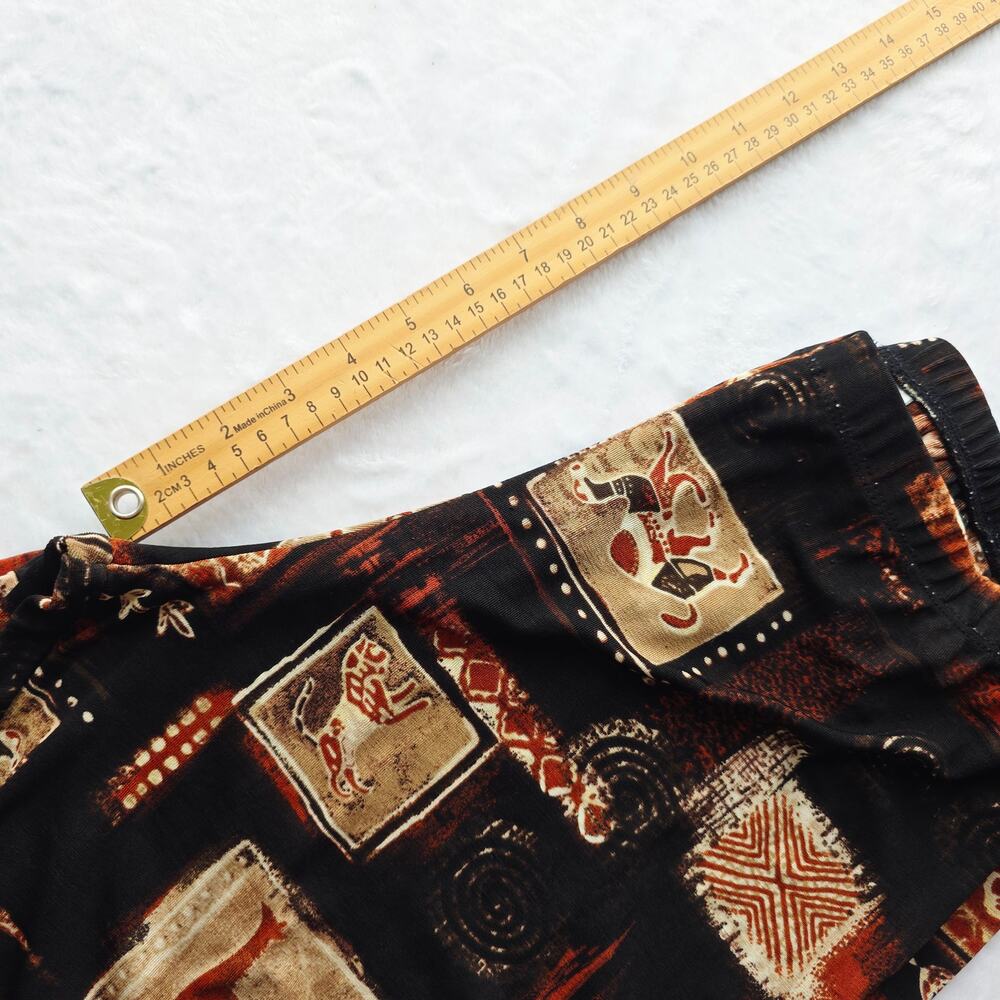 Chicos Travelers Pants Size 1 8 Medium Black Tribal African Safari Print Pull-On - Picture 14 of 14